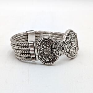 1970's K. Seng Cambodia Heavy Multi Rope T99 Sterling Silver Bracelet